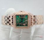 Cartier Panthere De Rose Gold Green Dial Diamond Watch 